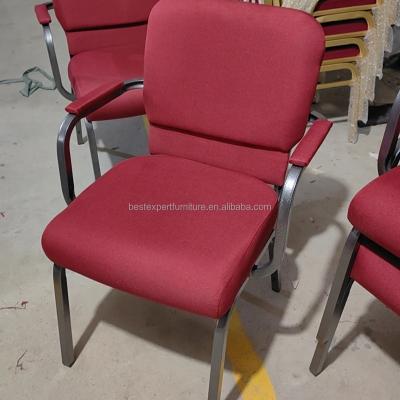 China Modern Church Chairs with Armrests Metal Stackable Church Chairs for Sale Accept Customized Logo for sale