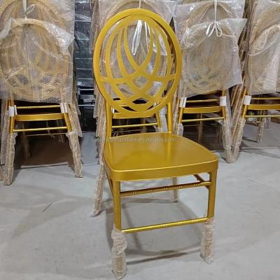 China Modern Popular Wedding Banquet Dining Chair Factory Wholesale Gold Iron Chair For Events for sale