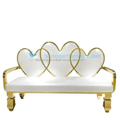 China Modern Luxury Royal Bride and Groom Throne Chair Wedding Furniture Sets Metal Leather Loveseat Sofa for sale