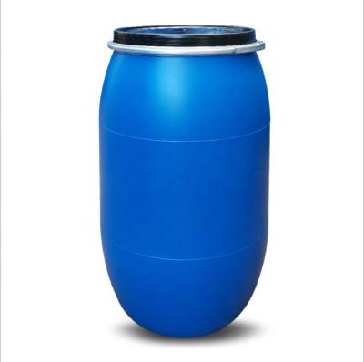 China Food Or Water Or Oil Or Storage 200L HDPE Drum Big Mouth Chemical Blue Plastic Iron Circle Plastic Raw Material Drum With Ring Lock for sale