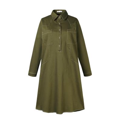 China QUICK DRY Women Shirt Dress Solid Color Long Sleeve Dress Casual Loose Button A Line Ladies Down Shirt Dresses Skirt for sale