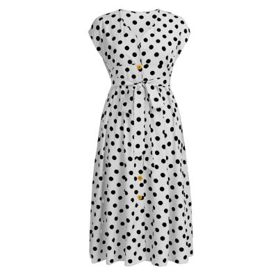 China Manufacturer High Quality Washable Direct Long Dot Casual Summer Sleeveless Dress for sale