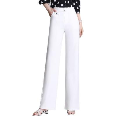 China Anti-Wrinkle Spring Top Cotton Wide Leg/Summer Waist Pants Soft Black Casual Women's Trousers Elastic Waist Thin Pants New for sale