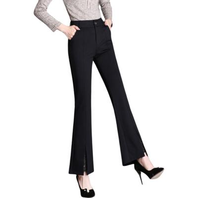 China Wholesale Professional Women's Anti-Wrinkle Factory Fit Slim Black Pants Micro Casual Micro Flare High Waist Draped Pants for sale