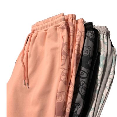 China OEM Factory Bear Drawstring Sweatpants Women's Ankle-tied Jogger Pants Anti-wrinkle Printing Wholesale Women's Sweatpants for sale