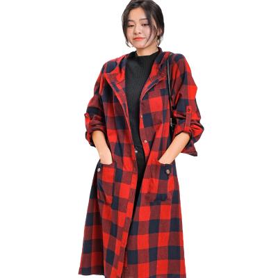 China Autumn Plaid Shirt Women Breathable Loose Coat 2022 New Plus Size Lengthlongline Plaid Shirt Fashion Streetwear Knee Length Coat for sale