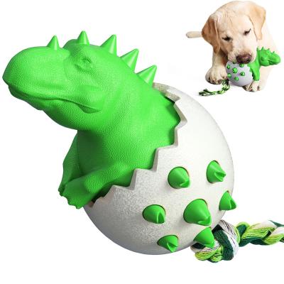 China Viable Funny Dinosaur Eggs Dog Chew Pet Toys For Chewers Aggressive Durable Nylon Rubber Dog Tough Toy For Small Puppy Medium Dogs for sale