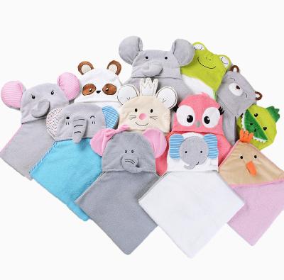 China QUICK DRY Super Soft Organic Bamboo Animal Pattern Baby Hooded Cotton Towel for sale