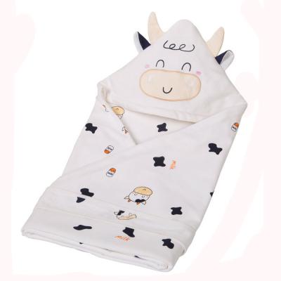 China Cotton Cartoon QUICK DRY Border Sheer Bath Towel With Hat For Kids Customized Baby Towel Hooded Cow for sale