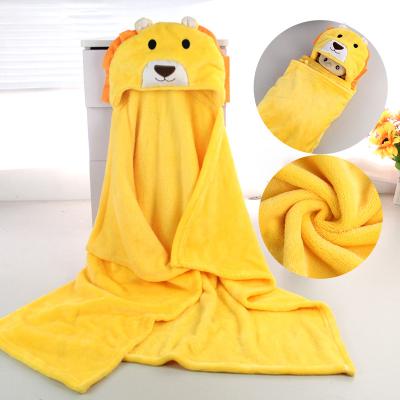 China QUICK DRY Cartoon Children's Caps Microfiber Fleece Baby Bath Towels Animal Shaped Plush Blanket Baby Hooded Towel for sale