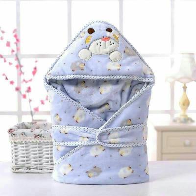 China Soft Animal Bath Disposable Winter Baby Kids Flannel Newborn Infant Hooded Blanket for sale