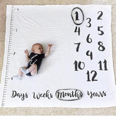 China Portable Luxury Photography Background Customized Bamboo or Cotton or Fleece Baby Milestone Monthly Blanket for sale