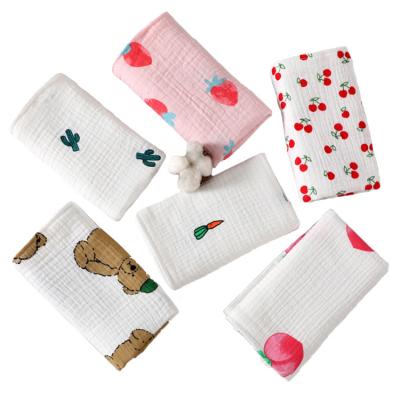 China Sustainable Wholesale Custom Four Layers Pure Cotton Children Gauze Saliva 27*50 Burp Cloth for sale