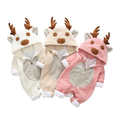 China Wholesale Cozy Unisex Plush Face Animal Long Dress Baby Clothes Organic Baby Romper Newborn Baby Jumpsuit Set for sale