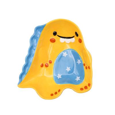 China Japanese Cute Children's Tableware Set Creative Dinosaur Baby Ceramic Dish Stocked for sale