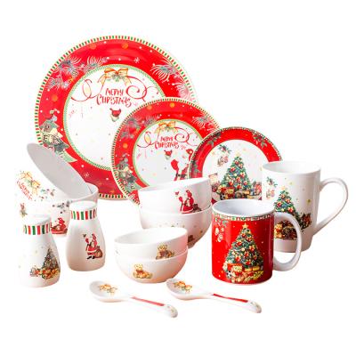 China Christmas Holiday Theme Party Gift Cartoon Tableware Set Viable Gift Box for sale