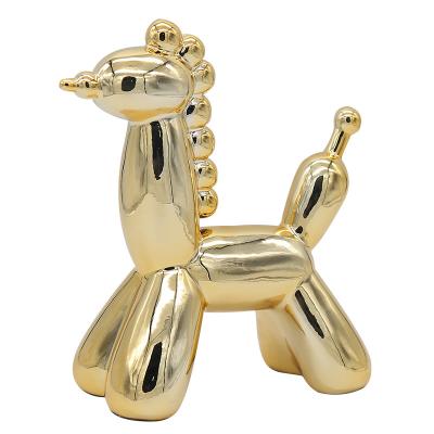 China Chinese style Nordic simple metal balloon dog lightweight luxury electroplating ceramic decorations for sale