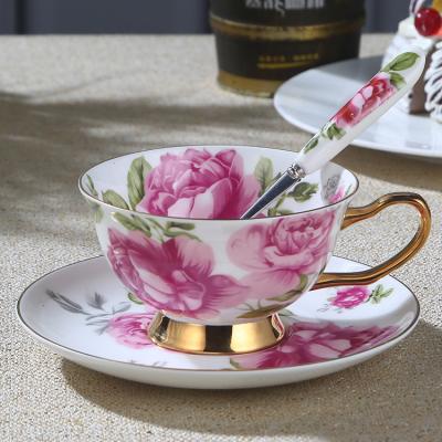 China Viable European English Creative Fashion Ceramic Coffee Tea Cup Set Of Cup And Saucer for sale