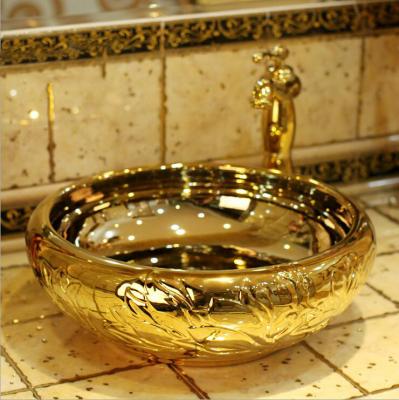 China Eco - Friendly Basin Series Oval Ceramic Toilet Wash Gold Hand Basins for sale