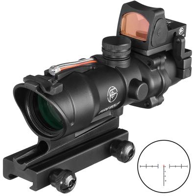 China Real Tactical Red Fiber Optic Scope Shock Proof Chevron Riflescope Reticl 4x32 Acog Red Gun Riffle Scopes With Rmr Red Dot For Hunting for sale