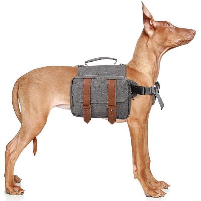 China Sustainable Canvas Dog Backpack Travel Backpack Camping Hiking Adjustable Backpack Straps for Medium and Large Dogs for sale