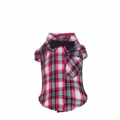 China Custom Viable Cute Red Casual T-shirt Summer Cute Plaid T-shirt Pet Clothing Dog Clothes Soft Dog Apparel Girls and Boys for sale