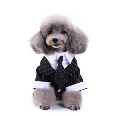 China Sustainable Dog Clothes Striped Gentleman Wedding Party Suits Formal Pet Dress Shirts Suits For Dog Tuxedo Suits for sale