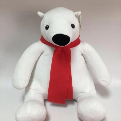 China Soft Plush Toys Promotion Products Velboa Material 17 Inch 43cm Polar Bear Kola Bear With Scarf for sale