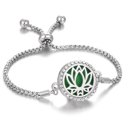 China Environmentally Friendly Tree Of Life Scent Essential Oil Diffuser Crystal Magnetic Adjustable Bracelet Aromatherapy Bracelet Diffuser Pendant for sale