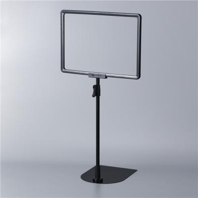 China Shop Display Stand Metal Adjustable Height Frame Plastic Poster Promotion Display Stand for sale