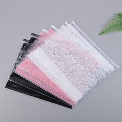 China Transparent lace clothing zipper bag bra packaging shopping pajamas lace up multi-color printed zipper bag clothing zipper bag for sale