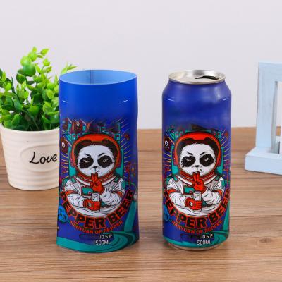 China Waterproof Custom Printed Shrink Sleeve Aluminum Soda Beverage Can Beer Packaging Custom Foil Cans Packaging Shrink Label Cans Label for sale