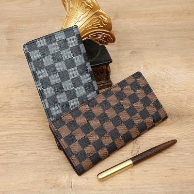 China Wallet Famous Brands Long Plaid Designer Purse Luxury High Quality Leather Wholesale Waterproof for Women and Men for sale