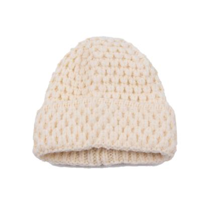 China COMMON Winter Solid Color Knit Kids Beanie Hat Chunky Ski Thick Beanies Slouchy Kids Plain Knitted Hats for sale