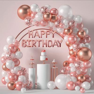 China Promotional Toy Rose Gold Balloons Garland Arch Kit Rose Gold White Confetti Birthday Balloons Decorations For Women Girls for sale