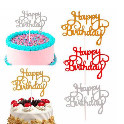 China Acrylic Wholesale Cupcake  Toppers Glitter Topper letter Happy Birthday Cake Toppers  Decorations Supplies for Children or Adults for sale