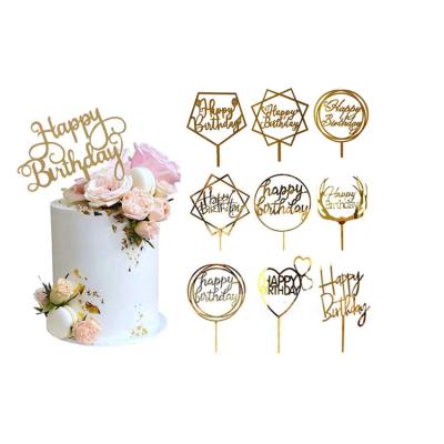 China Acrylic Best quality Happy Birthday Cake Topper Acrylic Birthday Cupcake Topper Cake Pick Decorations Party Supplies for Children for sale