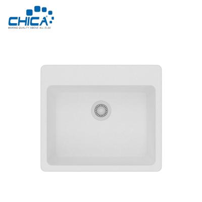 China Single Bowl Topmount Granite Kitchen Sink For Apartment Granite Composite Kitchen Sink For Hotel for sale