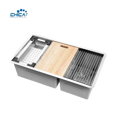 China Carton Pallet Double Bowl Handmade House Kitchen Sinks Stainless Steel Kitchen Sinks for sale