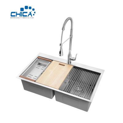 China Kitchen Sink Material Handmade House Kitchen Sinks Double Bowl Kitchen Sinks Commercial Stainless Steel Sink for sale