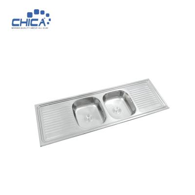 China double bowl modern international SUS304 tainless steel simple style kitchen sink with wing for sale