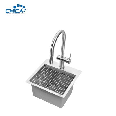 China topmount handmade house kitchen sink SUS304 stainless steel single bowl sink for sale