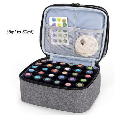 China Double Layer Canvas Nail Polish Storage Bag 30 Bottles Detachable Nail Polish Organizer Holder Portable Travel Nail Polish Bag en venta