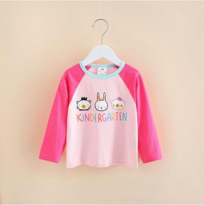 China High Quality Anti-Shrink Customize T-shirt Autumn Spring Girl Home Wear Pullover Sweater Cartoon Kids Gir Shirt Kids Long Clothes for sale