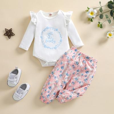 China Autumn Baby Clothes Set Wholesale Newborn Baby Rompers Cotton Long Sleeve Spring Breathable Clothing Suit 2pcs for sale