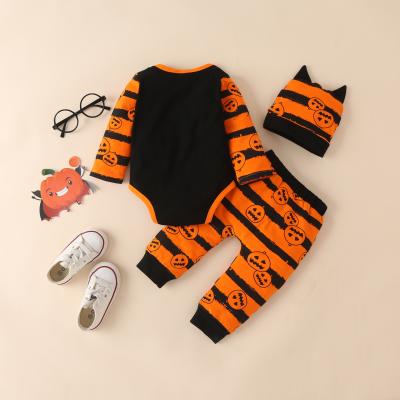 China Breathable Cotton Baby Clothes Baby Romper+pants+hat Set Newborn Infant Baby Romper Set for sale