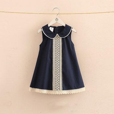 China Hot Selling Baby Girl's Summer Anti-wrinkle Simplicity Dress Baby Girl's Casual Lace Design Kids Dresses for sale