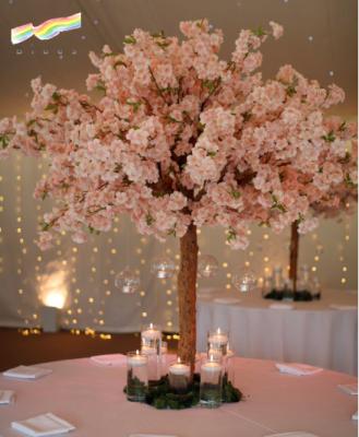 China Strap Artificial Silk Cherry Blossom Tabletop Tree Flowers Wedding Centerpiece Trees For Sale Decoration Wholesale for sale