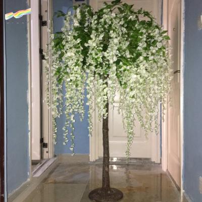 China 2019 Hot Sale High Quality Wholesale Webbing Plastic Artificial White Wisteria Tree Table Centerpiece For Wedding Home Decoration for sale