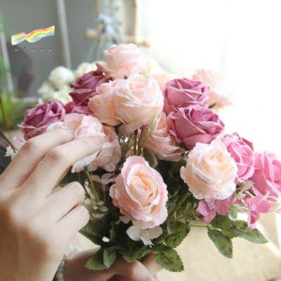 China Strap Artificial Silk Rose Bouquet Flower For Sale Home Wedding Decoration Wholesale for sale